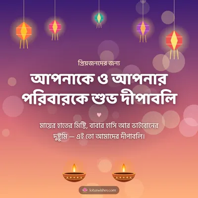 আপনাকে ও আপনার পরিবারকে শুভ দীপাবলি – Family & Friends Diwali wish in Bengali