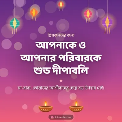 আপনাকে ও আপনার পরিবারকে শুভ দীপাবলি – Family & Friends Diwali wish in Bengali