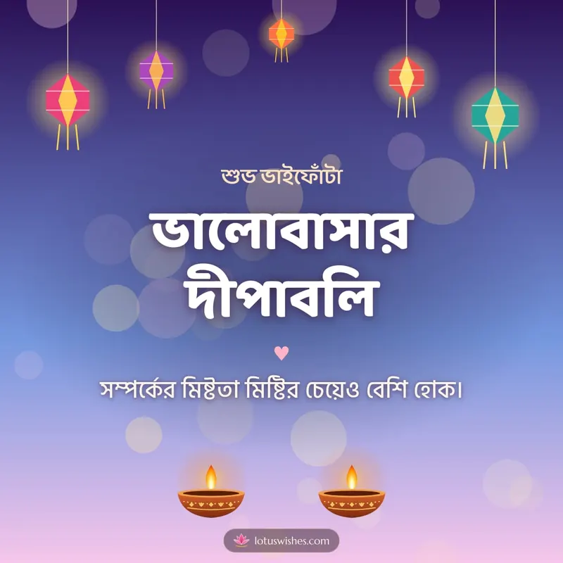 ভালোবাসার দীপাবলি – Family & Friends Diwali wishes image in Bengali (square)