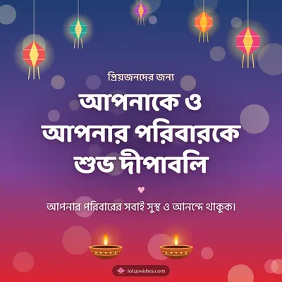আপনাকে ও আপনার পরিবারকে শুভ দীপাবলি – Family & Friends Diwali wish in Bengali