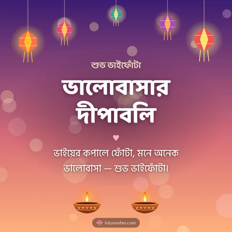 ভালোবাসার দীপাবলি – Family & Friends Diwali wishes image in Bengali (square)