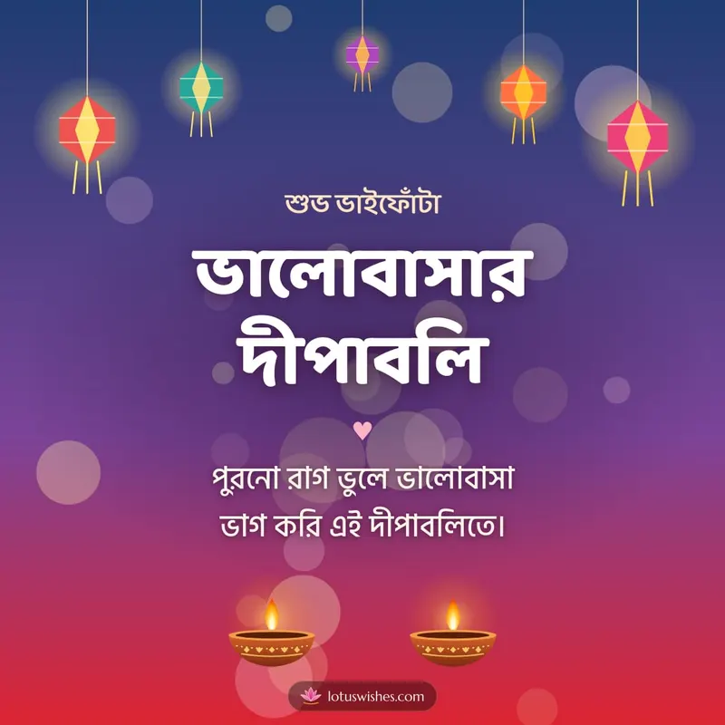 ভালোবাসার দীপাবলি – Family & Friends Diwali wishes image in Bengali (square)