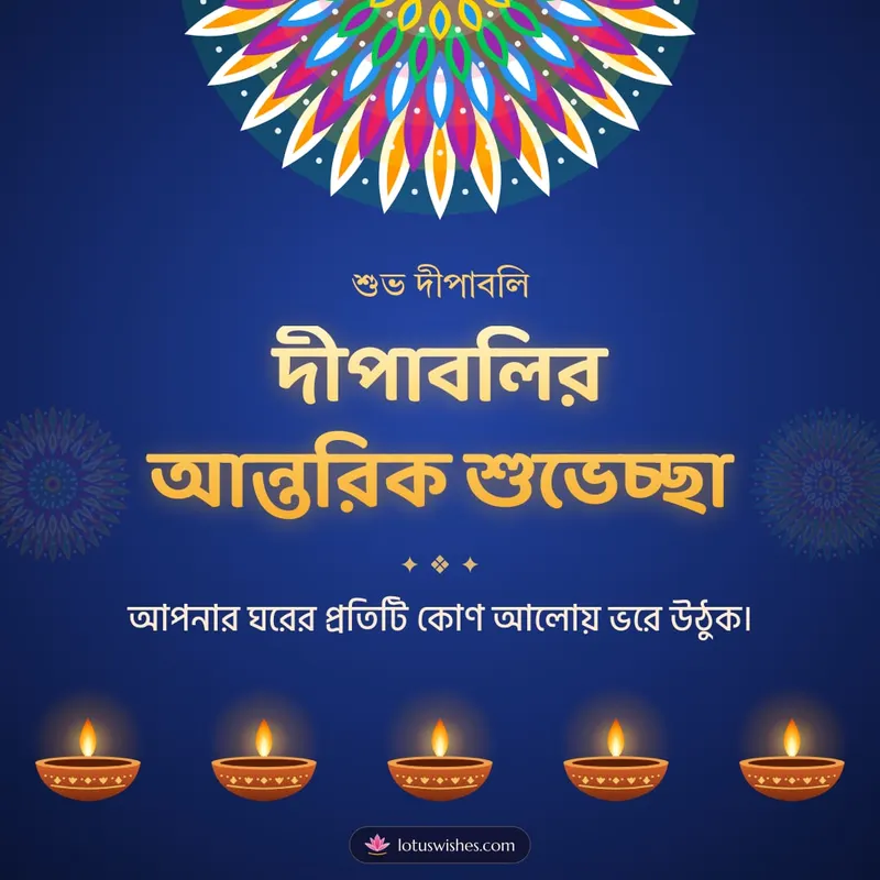 দীপাবলির আন্তরিক শুভেচ্ছা – Prodip & Alpana Diwali wishes image in Bengali (square)