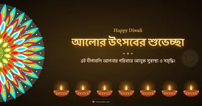 আলোর উৎসবের শুভেচ্ছা – Prodip & Alpana Diwali wishes image in Bengali (landscape)