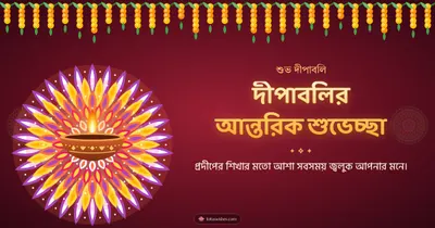 দীপাবলির আন্তরিক শুভেচ্ছা – Prodip & Alpana Diwali wishes image in Bengali (landscape)