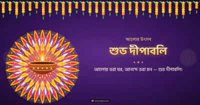 শুভ দীপাবলি – Prodip & Alpana Diwali wishes image in Bengali (landscape)