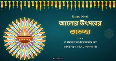 আলোর উৎসবের শুভেচ্ছা – Prodip & Alpana Diwali wishes image in Bengali (landscape)