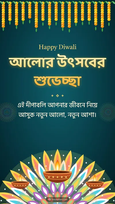 আলোর উৎসবের শুভেচ্ছা – Prodip & Alpana Diwali wishes image in Bengali (story)