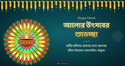আলোর উৎসবের শুভেচ্ছা – Prodip & Alpana Diwali wishes image in Bengali (landscape)