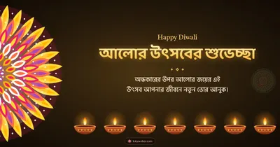 আলোর উৎসবের শুভেচ্ছা – Prodip & Alpana Diwali wishes image in Bengali (landscape)
