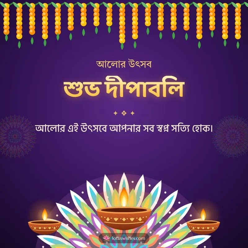 শুভ দীপাবলি – Prodip & Alpana Diwali wishes image in Bengali (square)