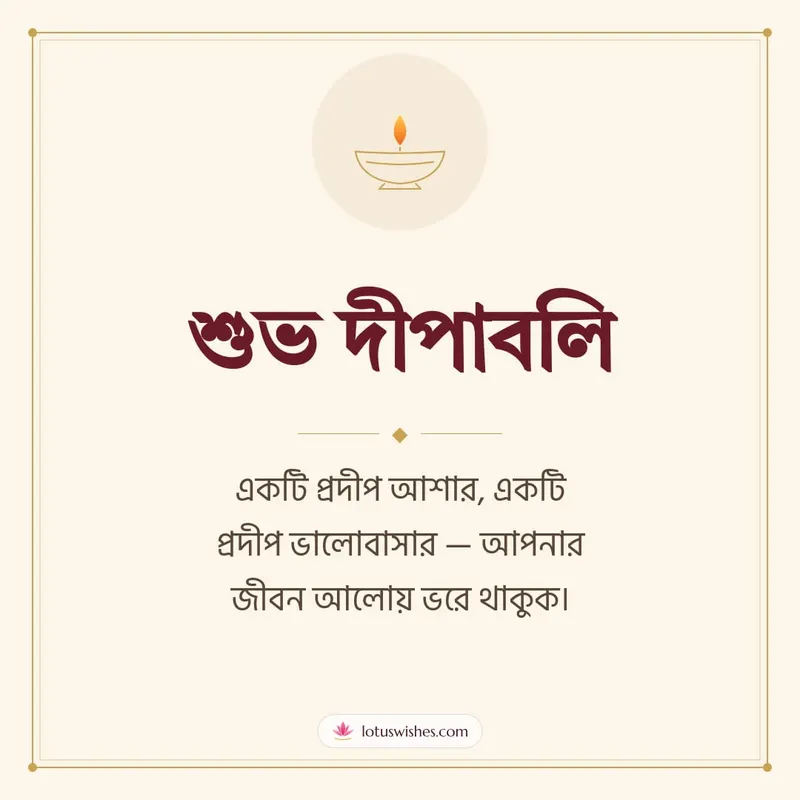 শুভ দীপাবলি – Simple & Elegant Diwali wishes image in Bengali (square)