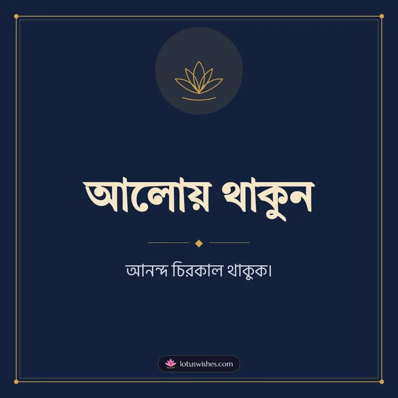 আলোয় থাকুন – Simple & Elegant Diwali wishes image in Bengali (square)