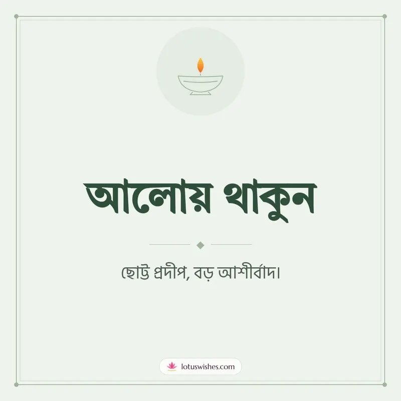 আলোয় থাকুন – Simple & Elegant Diwali wishes image in Bengali (square)