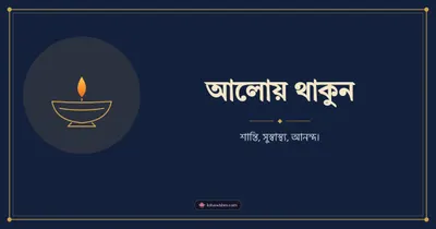 আলোয় থাকুন – Simple & Elegant Diwali wishes image in Bengali (landscape)