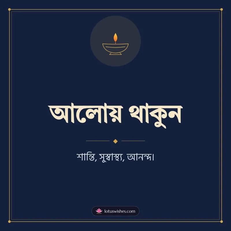 আলোয় থাকুন – Simple & Elegant Diwali wishes image in Bengali (square)