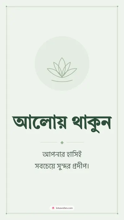 আলোয় থাকুন – Simple & Elegant Diwali wishes image in Bengali (story)