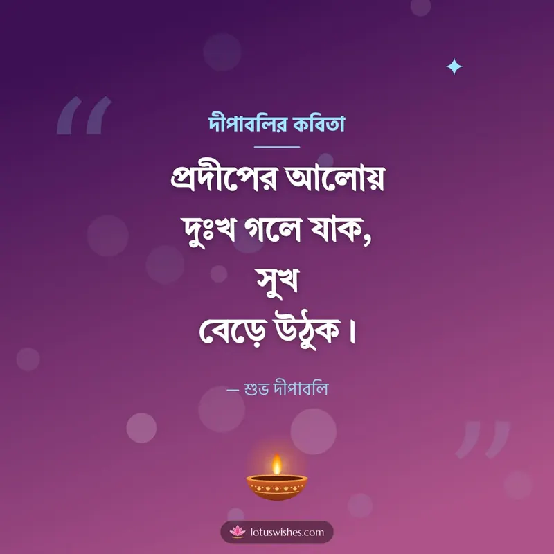 দীপাবলির কবিতা – Status & Kobita Diwali wishes image in Bengali (square)