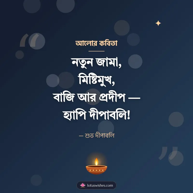 আলোর কবিতা – Status & Kobita Diwali wishes image in Bengali (square)