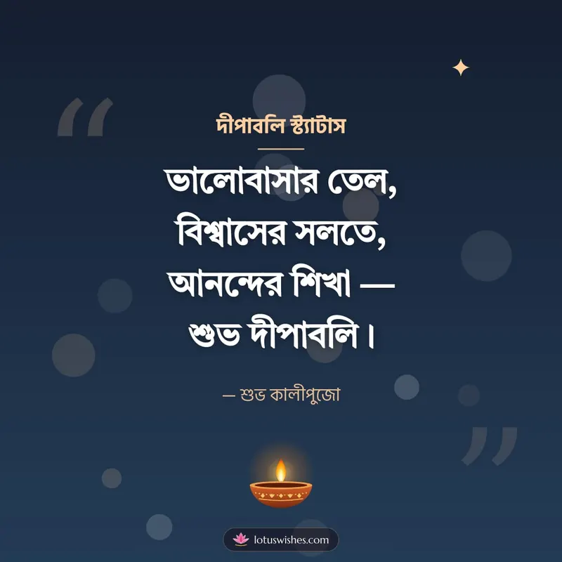 দীপাবলি স্ট্যাটাস – Status & Kobita Diwali wishes image in Bengali (square)