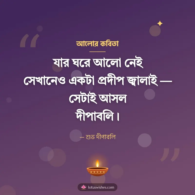 আলোর কবিতা – Status & Kobita Diwali wishes image in Bengali (square)