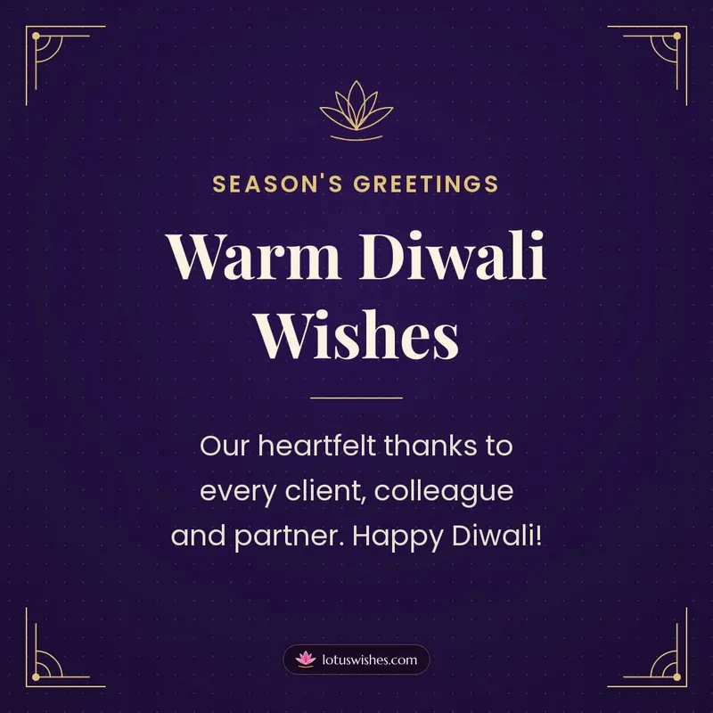 Warm Diwali Wishes – Business & Clients Diwali wishes image in English (square)