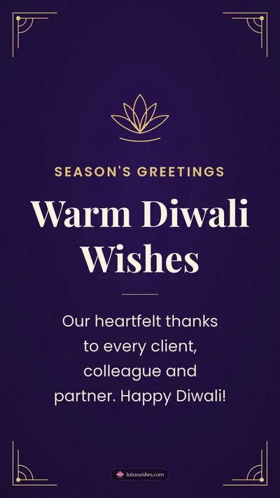 Warm Diwali Wishes – Business & Clients Diwali wishes image in English (story)