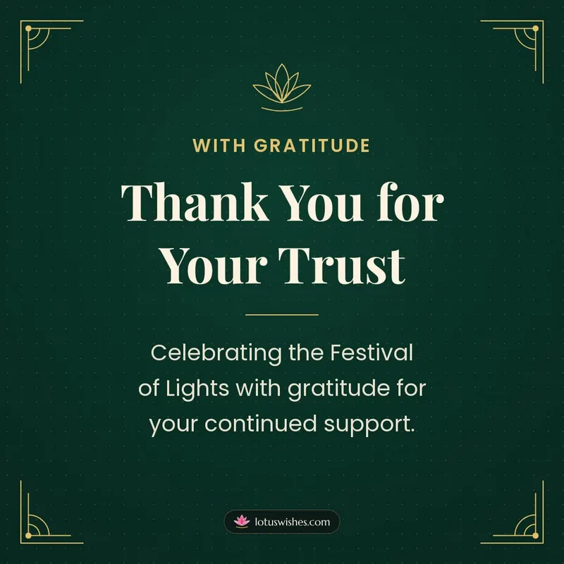 Thank You for Your Trust – Business & Clients Diwali wishes image in English (square)