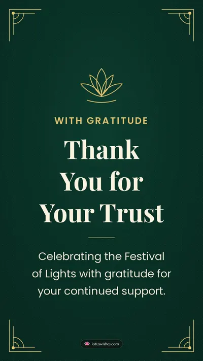 Thank You for Your Trust – Business & Clients Diwali wishes image in English (story)