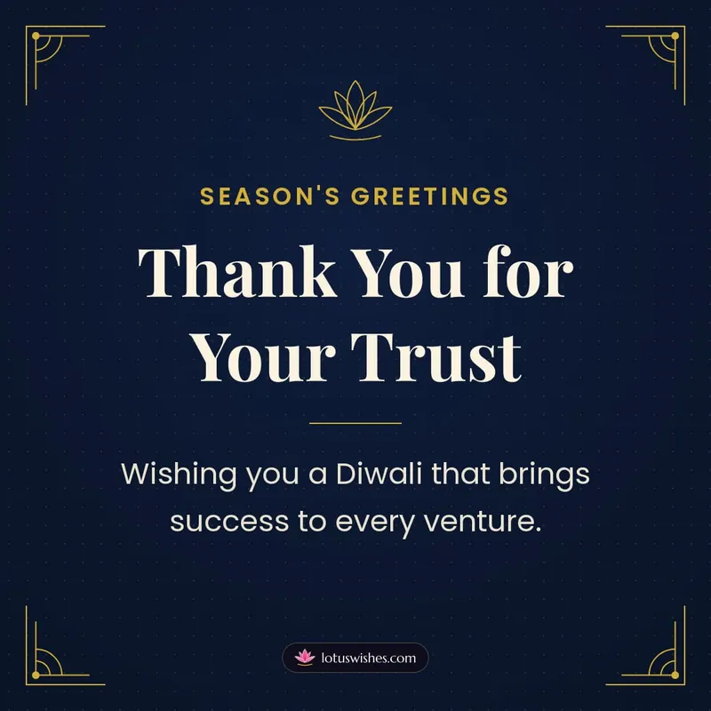 Thank You for Your Trust – Business & Clients Diwali wishes image in English (square)