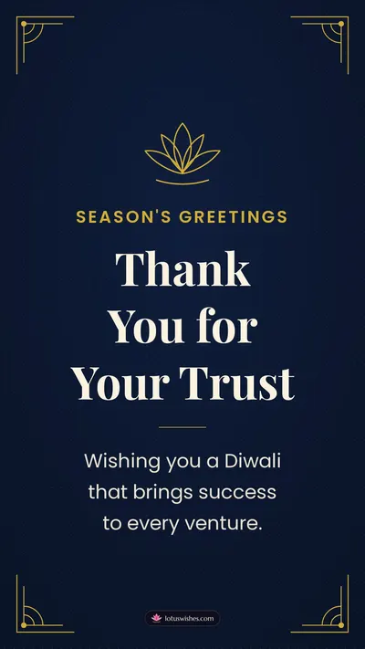 Thank You for Your Trust – Business & Clients Diwali wishes image in English (story)