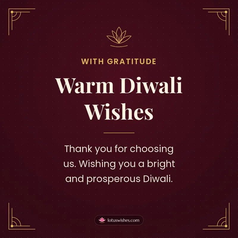 Warm Diwali Wishes – Business & Clients Diwali wishes image in English (square)