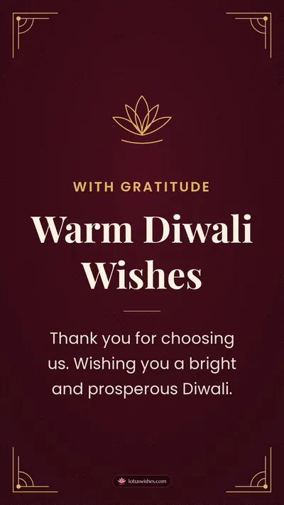 Warm Diwali Wishes – Business & Clients Diwali wishes image in English (story)
