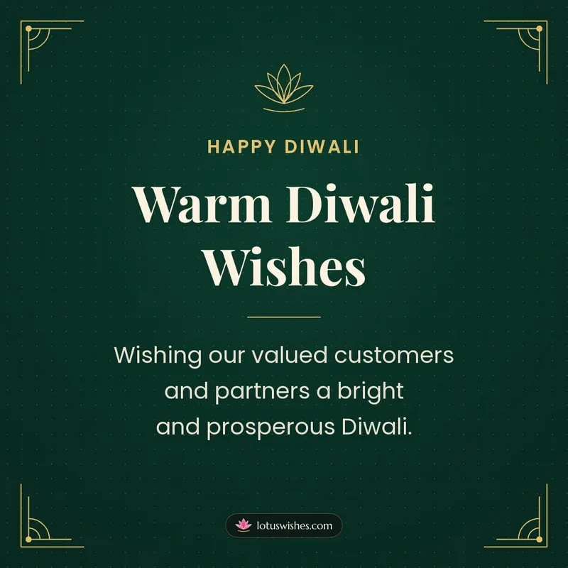Warm Diwali Wishes – Business & Clients Diwali wishes image in English (square)