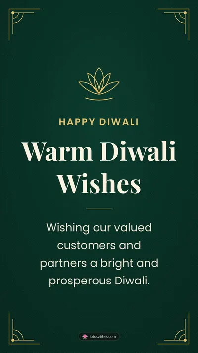 Warm Diwali Wishes – Business & Clients Diwali wishes image in English (story)