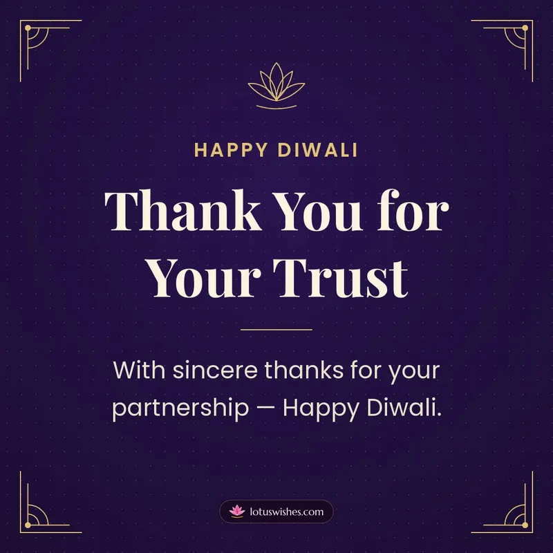 Thank You for Your Trust – Business & Clients Diwali wishes image in English (square)