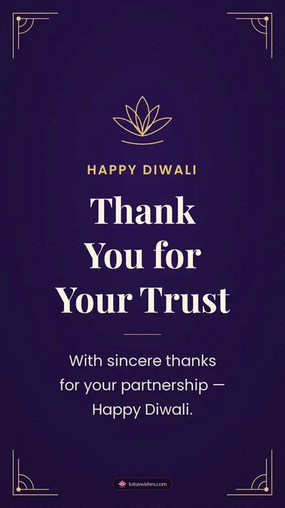 Thank You for Your Trust – Business & Clients Diwali wishes image in English (story)