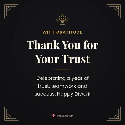 Thank You for Your Trust – Business & Clients Diwali wish in English