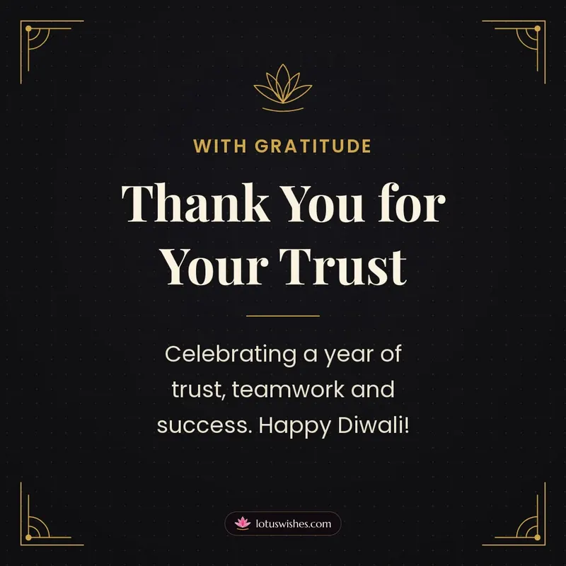 Thank You for Your Trust – Business & Clients Diwali wishes image in English (square)