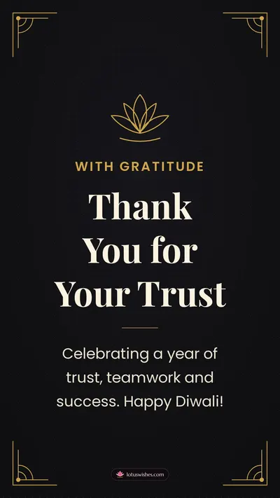 Thank You for Your Trust – Business & Clients Diwali wishes image in English (story)