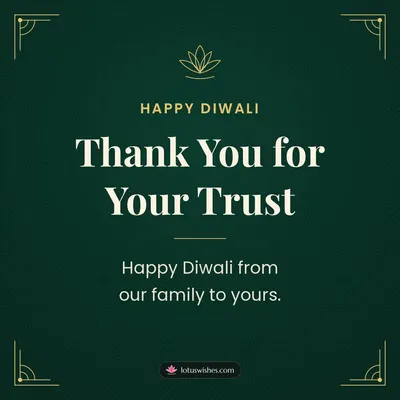 Thank You for Your Trust – Business & Clients Diwali wish in English