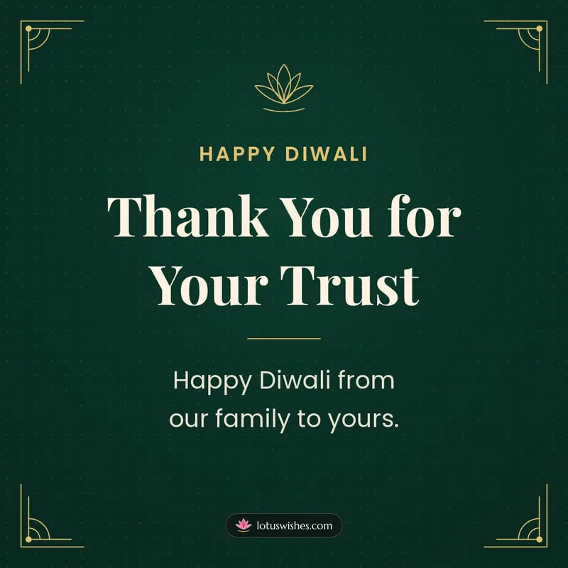 Thank You for Your Trust – Business & Clients Diwali wishes image in English (square)