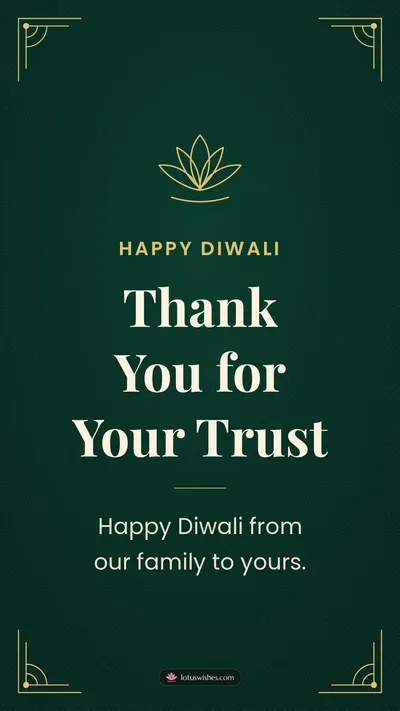 Thank You for Your Trust – Business & Clients Diwali wishes image in English (story)