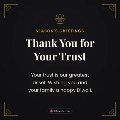Thank You for Your Trust – Business & Clients Diwali wish in English