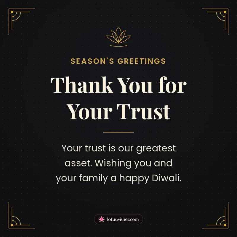 Thank You for Your Trust – Business & Clients Diwali wishes image in English (square)