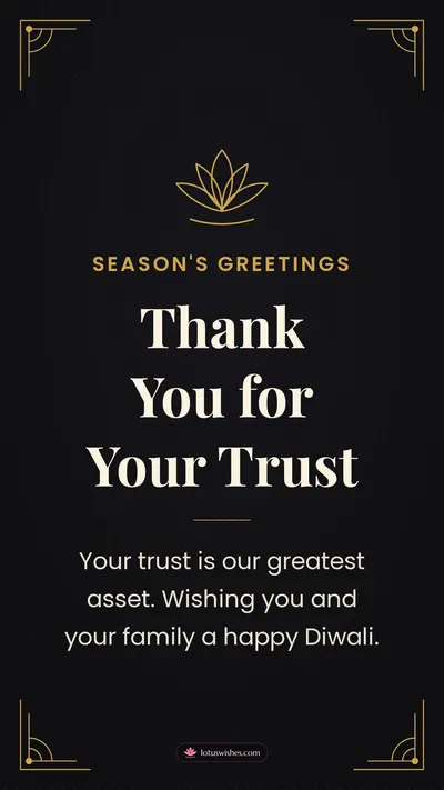 Thank You for Your Trust – Business & Clients Diwali wishes image in English (story)