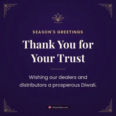 Thank You for Your Trust – Business & Clients Diwali wish in English