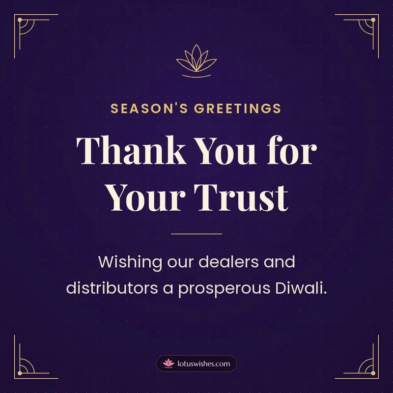 Thank You for Your Trust – Business & Clients Diwali wishes image in English (square)