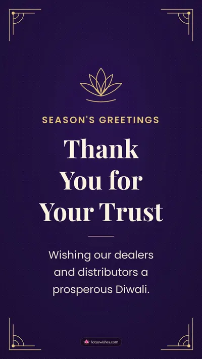 Thank You for Your Trust – Business & Clients Diwali wishes image in English (story)