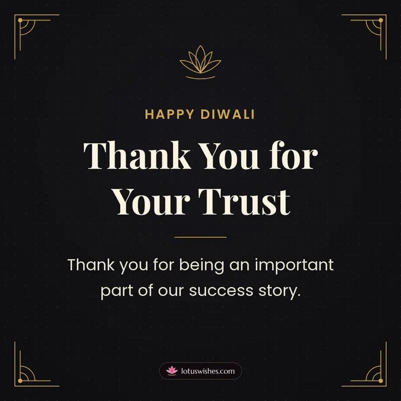 Thank You for Your Trust – Business & Clients Diwali wishes image in English (square)